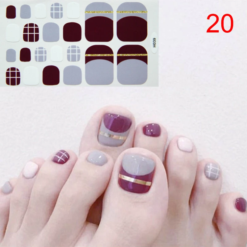

Waterproof Women Toe Nail Stickers Solid Color Free Gift