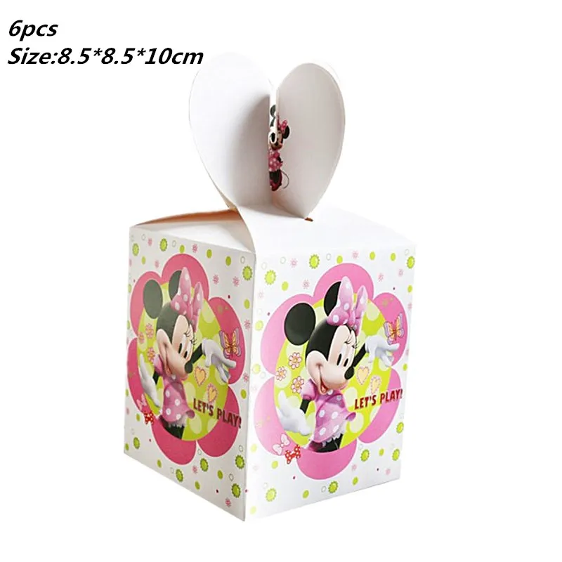 6pcs candy box 20 шт./партия Минни тема Микки бумажные салфетки для вечеринки с днем рождения товары для вечеринок Минни бумажные полотенца для салфеток сувениры 33*33 см - Цвет: 6pcs candy box