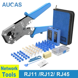Обжимные Щипцы AUCAS Rj45, инструмент для обжима кабеля, для сетевого провода, с храповым механизмом, стандартный соединитель RJ12, устройство Mikrotik Krimptang, бесплатное оборудование