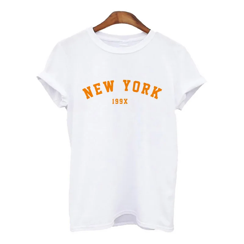 

New York Multicolor letters print tee shirt female 90's Girls Harajuku Tshirt O-neck short sleeve t New Summer tee shirt femme