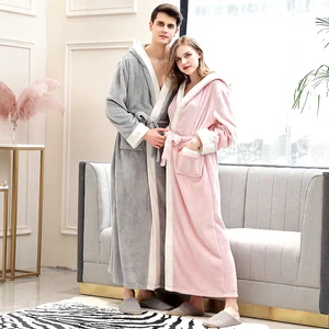 Женский зимний удлиненный фланелевый теплый халат, кимоно из кораллового флиса, размера плюс банный халат, сексуальный халат невесты, Мужская одежда для сна