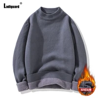 ladiguard 2021 knitting sweater mens leisure casual patchwork sweaters sexy homme pullovers winter warm clothes male streetwear