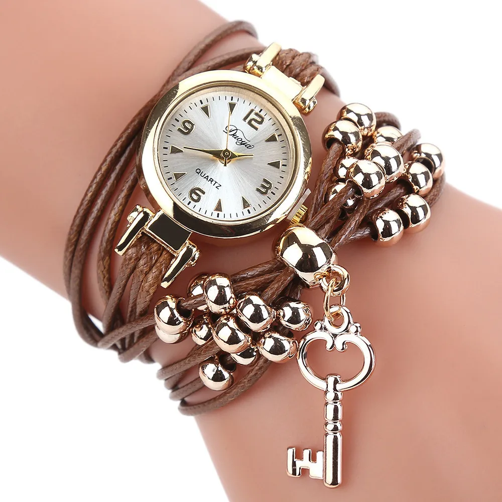 

2020 Women's Watch Bracelet Watch Ladies Fashion Women's Watches Leather Circle Band Gold Dial Quartz Wristwatches reloj mujer