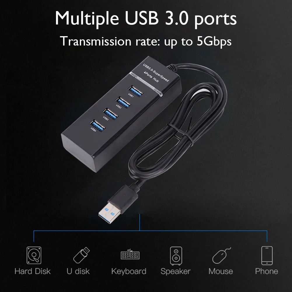 4 порт usb хаб скорость передачи данных до 5 Гбит/с USB3.0 высокоскоростной