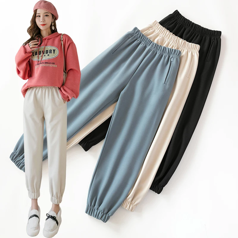Утолщенные женские повседневные брюки гаремы весенние модные свободные длиной