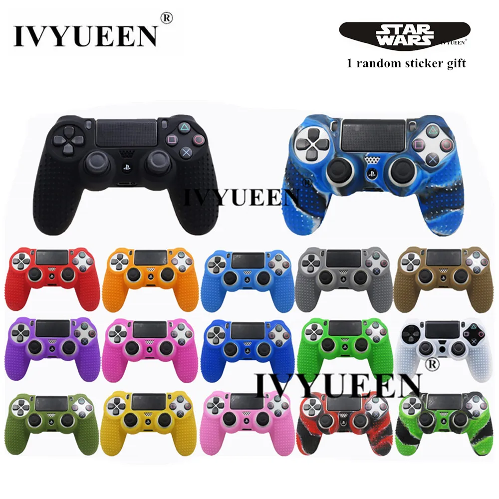 IVYUEEN для sony playstation 4 Dualshock 4 PS4 Pro Slim контроллер силиконовый чехол защитная кожа и аналоговые ручки