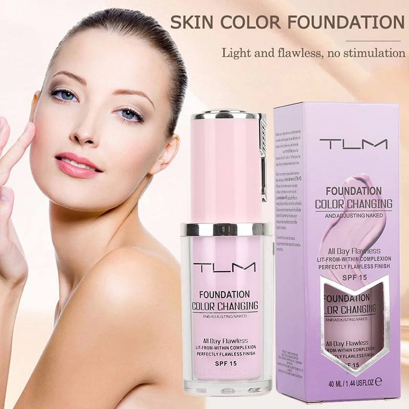 

40ml Face Makeup Liquid Foundation Moisturizing Lasting Concealer Primer Cosmetics Temperature Change Foundation Cosmetic TSLM1