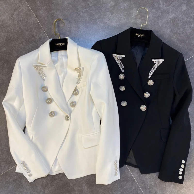 

Heavy industry autumn small fragrance temperament ol small suit women double breasted slim waist blazer