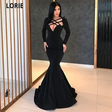 LORIE Vestidos de Fiesta formales para mujer, vestidos sexys de sirena negra, de celebridad, con lentejuelas, de manga larga, vestidos de noche para desfiles de belleza, 2020 (3)