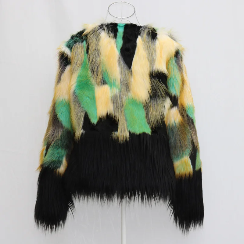 S/9Xl женские лоскутные куртки из искусственного меха большого размера пальто