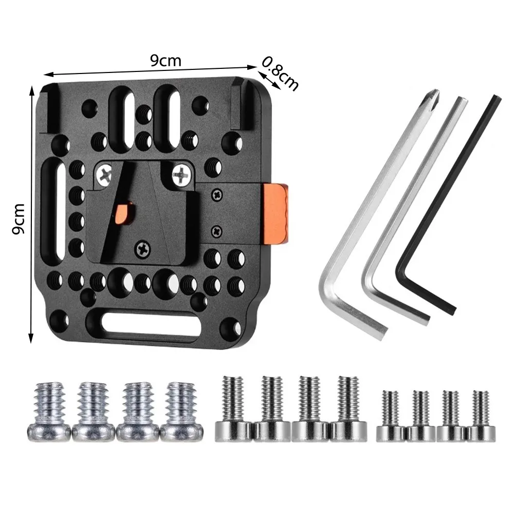 

V-Lock Plate Quick Release Aluminum Alloy 1/4 Inch M3 M4 Countersink 1/4 Inch Thread Battery Plate for V-Mount Battery