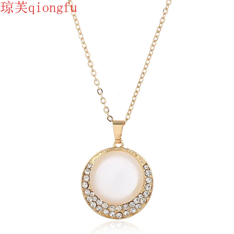 

Qiongfu Natural Opal Necklace Bridal Earring Set Middle East Dubai Women's Jewelry Set Wedding jewelry for women