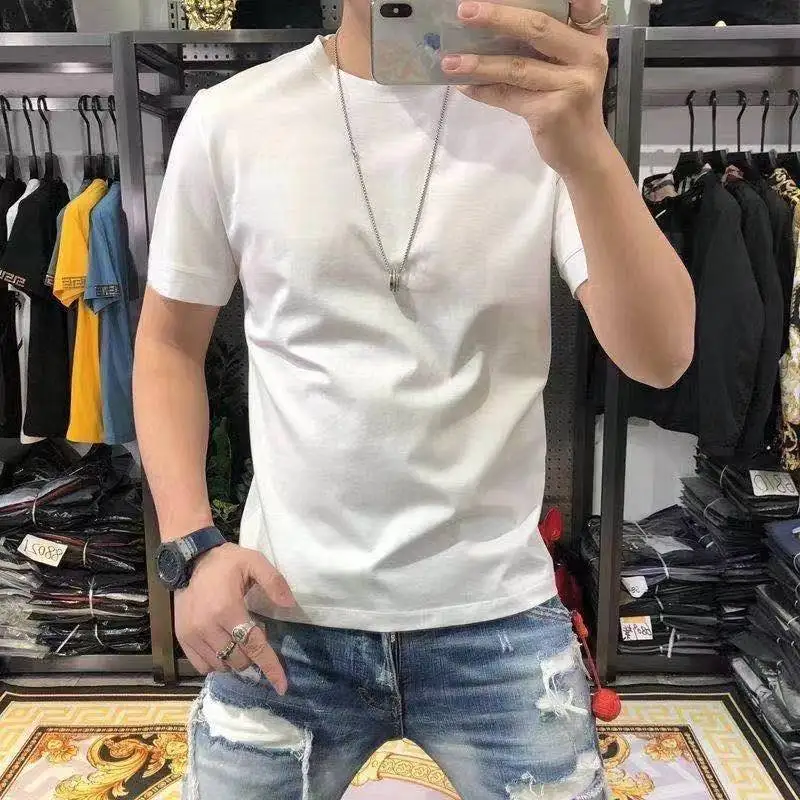 

Personalized digital printing short sleeve T-shirt summer new trend handsome large round neck half sleeve