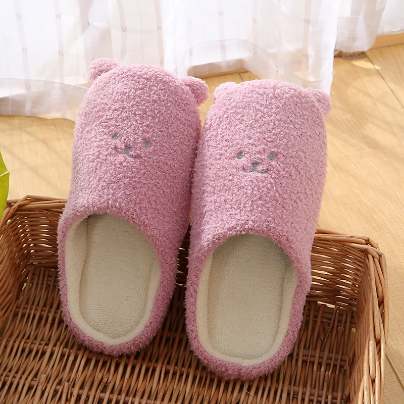 

Autumn Winter New soft bottom cute bear Women Slippers warm couple cotton slippers Home wooden floor anti-skid mute slippers