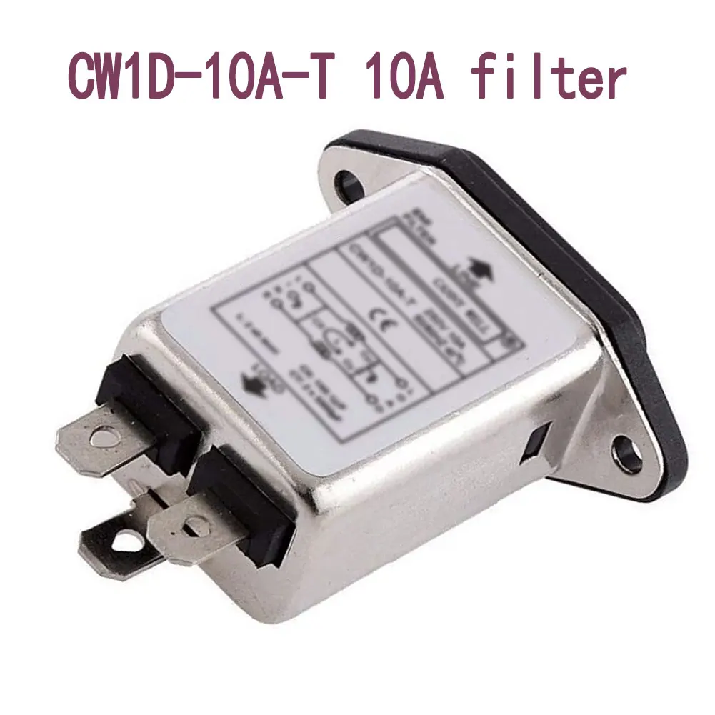 

AC 115V-250V 10A 50/60Hz T-Socket IEC Socket Panel Mount Power Line EMI RFI Filter CW1D-10A-T Suppressor Power Line Noise Filter