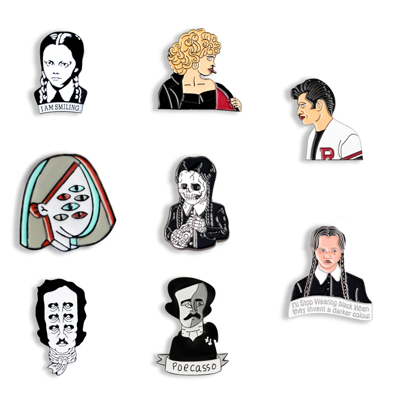 Эмалированная булавка для портрета лица темная школьная форма девушки песчаный