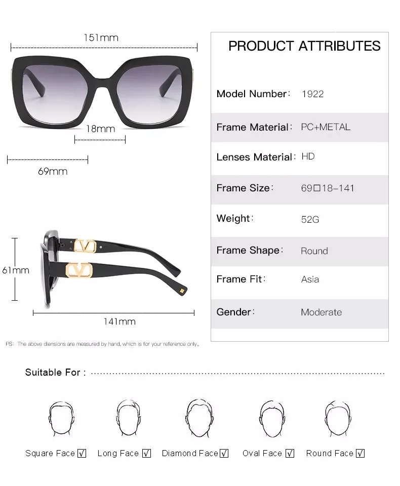 

2021Large Frame Square Sunglasses Women Luxury Brand Designer Oversized Eyeglasses Vintage Gradient Lens Sun Glasses UV400