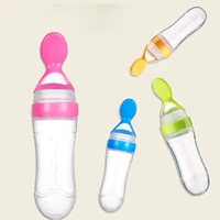 baby rice cereal bottle squeeze hard spoon head food grade silicone milk bottle for newborn baby