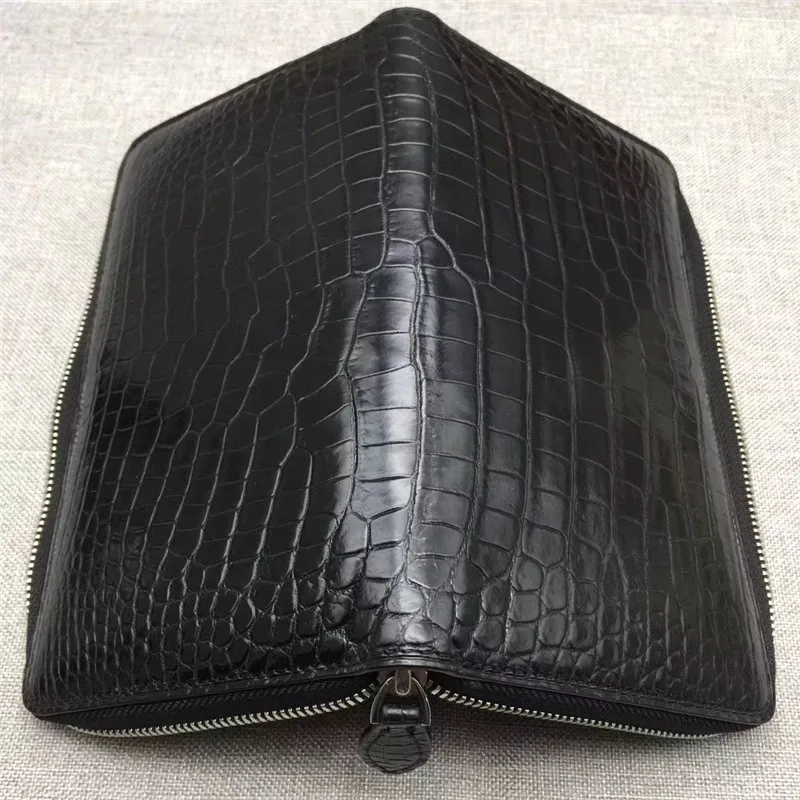 Мужской дизайнерский большой клатч из натуральной крокодиловой кожи Длинный