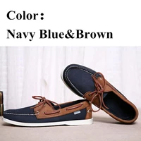 men genuine nubuck leather docksides boat shoesmen designer sneakers for hommme femme navy blue brown hombre loafers y048