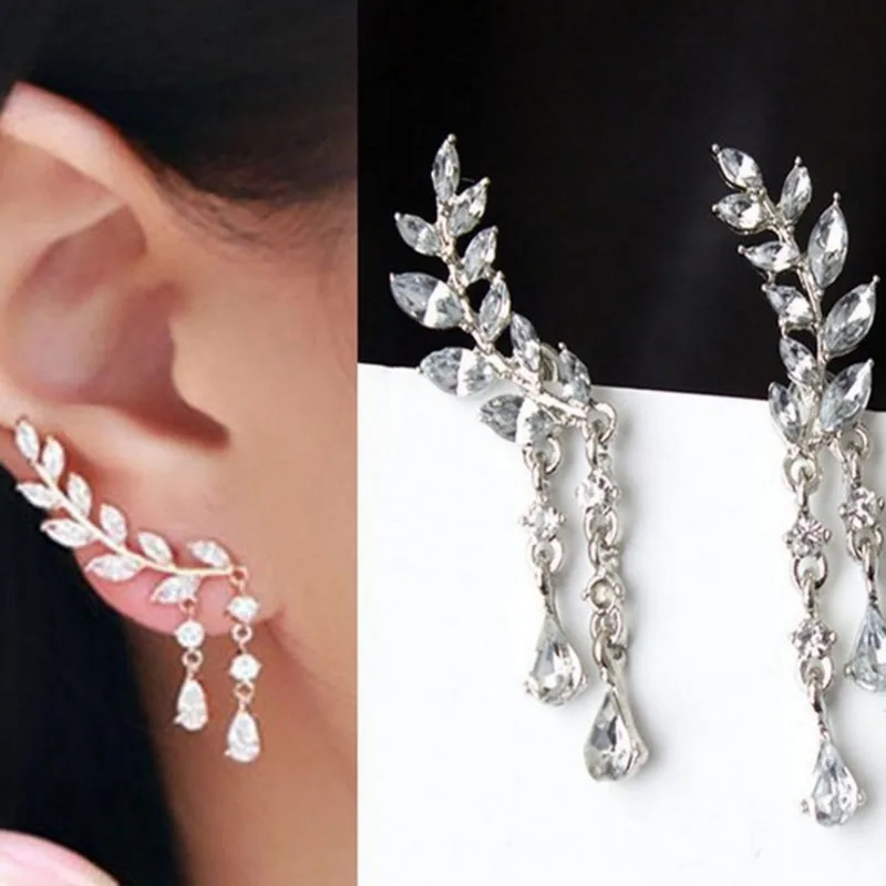 Женские серьги гвоздики в виде листьев|Серьги-подвески| |