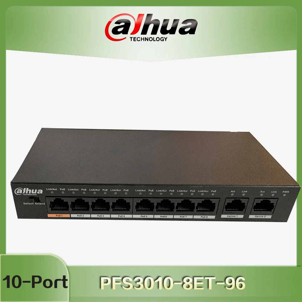 

Dahua poe switch PFS3010-8ET-96 10-Port Unmanaged Desktop Switch with 8-Port PoE