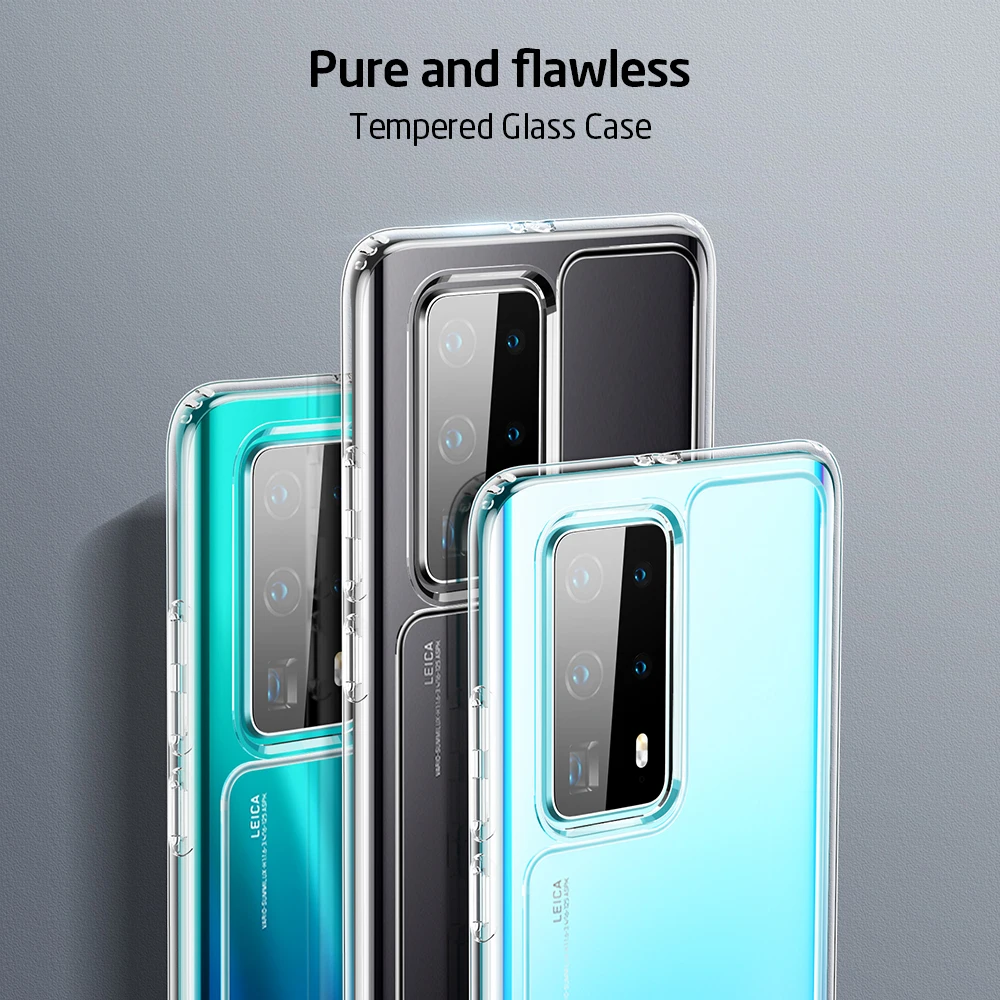 

ESR Tempered Glass Case for Huawei P40/30/20/Mate 30/20 Pro Lite Honor V30 Pro Crystal Transparent Full Back Cover Case