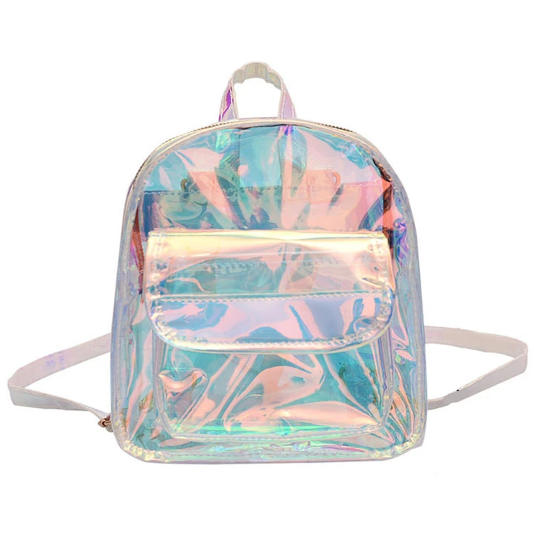 PVC Transparent Clear Women Backpack Ita Bag Harajuku School Bag For Teen Girls Rucksack Kawaii Backpack Holographic Backpack