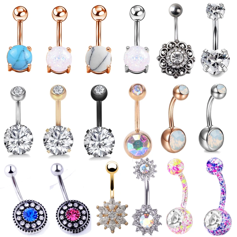 Несколько сексапильных болтающихся колец для живота Необычные пупковые шпильки
