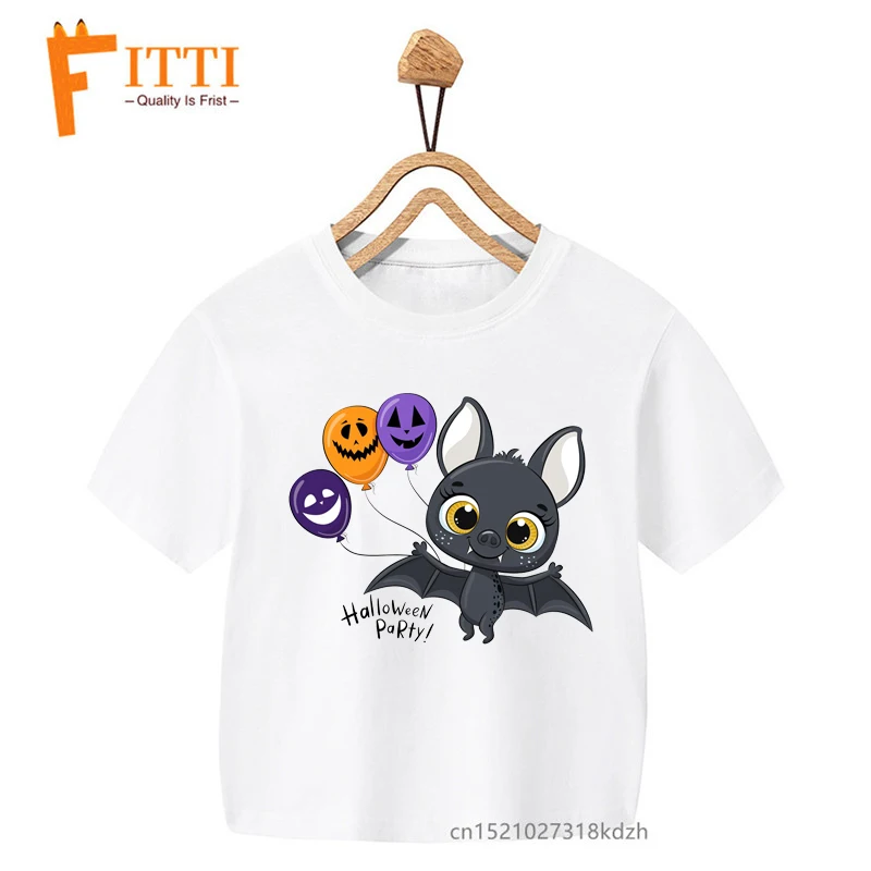 

Cute Halloween Pumpkik Flower Print Boys/Girls White T-shirt Kid Summer Kawaii Funny Clothes Little Baby Y2K Clothes,Drop Ship