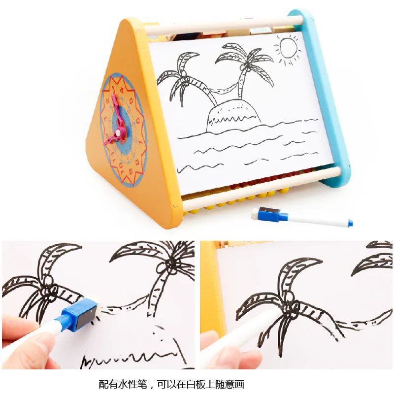 

Educational Wooden Early Education Five-Sided Shelf for Study Toy Pinyin Digital Multi-Function Flap Matching Calculation Frame