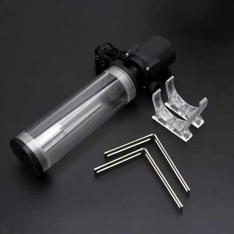 

Цилиндрический водяной бак компьютера G1/4 "с резьбой XHC8 + 160 мм, 12 В, 19 Вт, водяное охлаждение для ПК, водяной охладитель насоса SC600, держатель во...