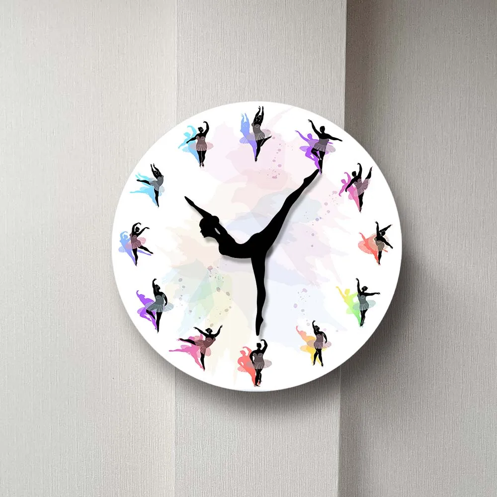 Танцующая балерина большой вес женские красочные настенные часы с принтом