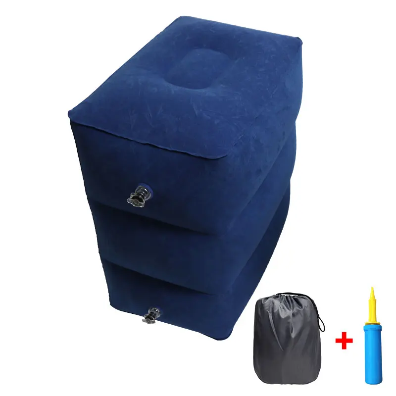 Blue and Inflator Портативный дорожная подставка для ног Подушка Надувные ПВХ полета спальный ноги отдыха Подушка для домашнего офиса детское платье в сборку, кровать для ног коврик пуф - Цвет: Blue and Inflator