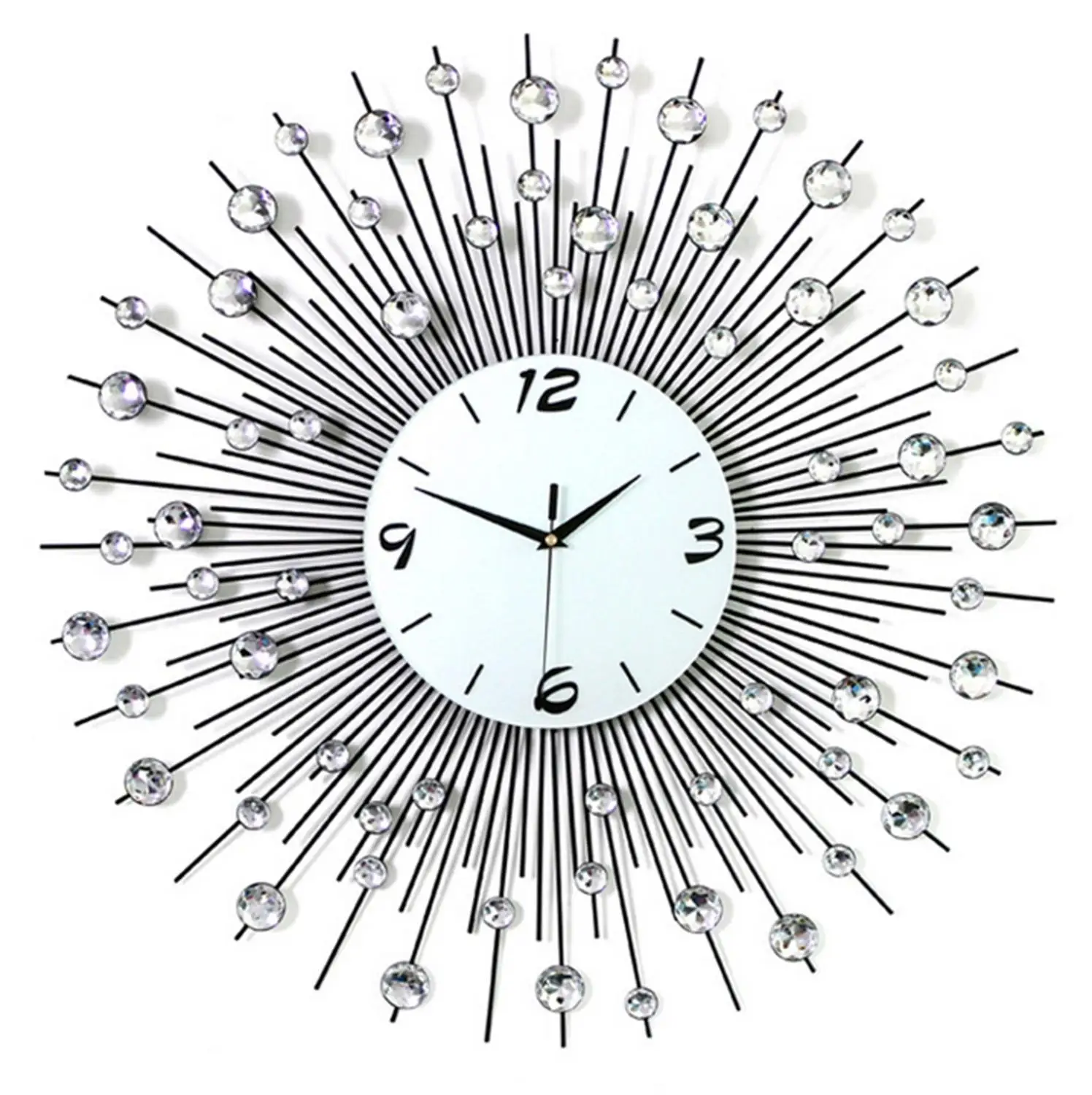 Роскошные Большие размеры хрустальные металлические настенные часы Европейский