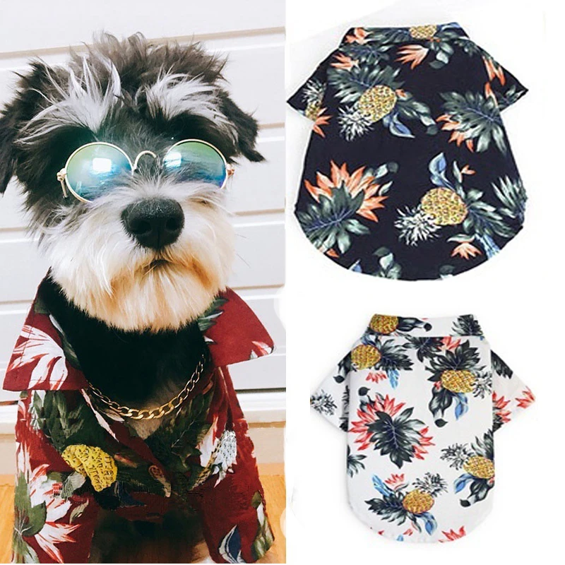

Summer Dog Cat Shirts Beach Vest Cute Print Hawaii Beach Pet Clothing Floral T Shirt for Small Large Dog Chihuahua Frech Fulldog
