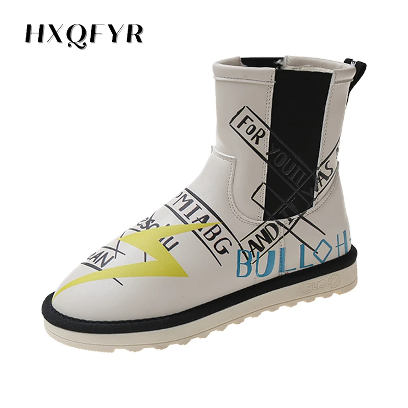 

Women's Ankle Boots 2021 Autumn Winter New Martin Boots British Style Graffiti Thick Bottom Mid-tube Casual Chelsea Boots