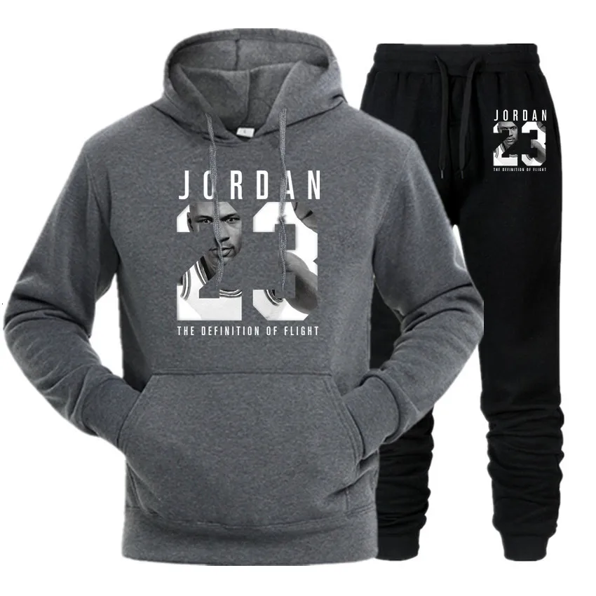 Nuevo chándal 2020 Мода JORDAN 23 hombres ropa deportiva conjuntos de dos piezas totalmente algodón grueso con capucha + | Мужская