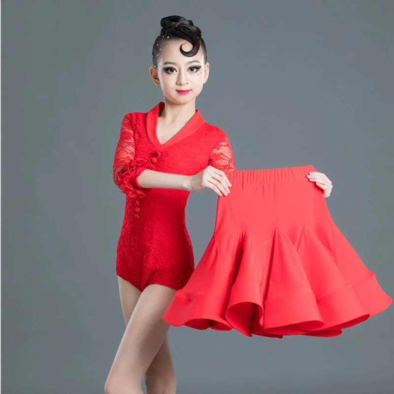 Платье для латинских танцев Детские платья девочек топы юбки костюм кружевное