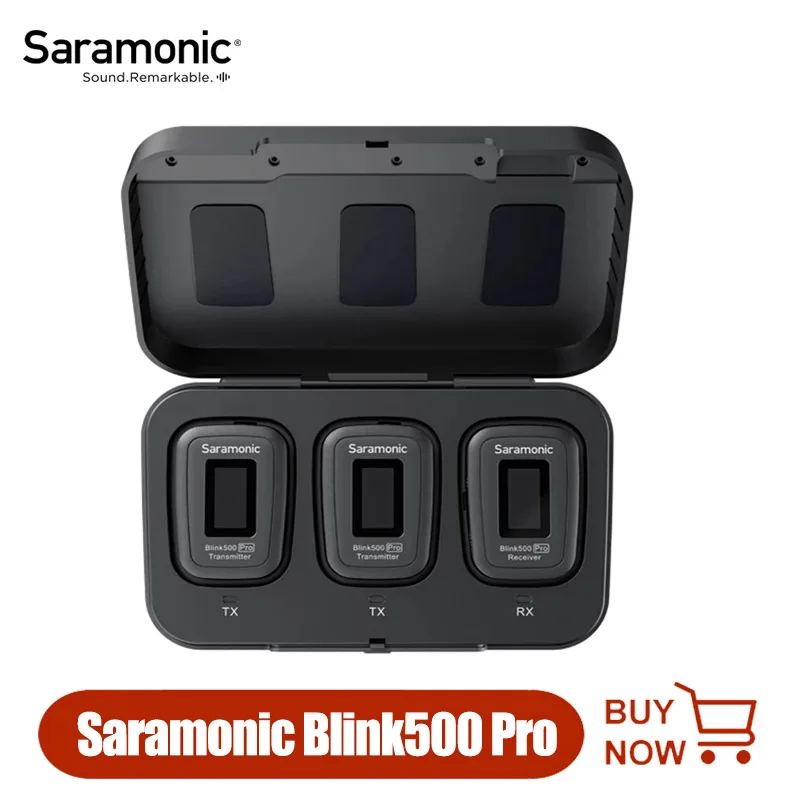 

Saramonic Blink500 Pro 2.4GHz Wireless Microphone system with wireless charging case Interview Lavalier Mic for Camera Phones