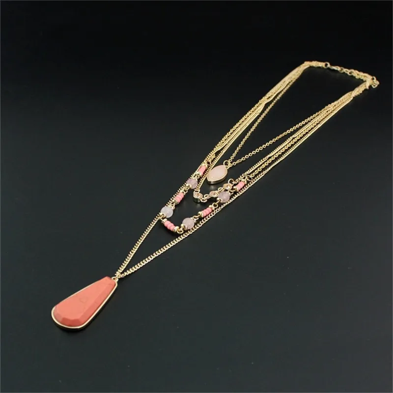 Новое многослойное ожерелье XQ из цинкового сплава с цветными бусинами модное