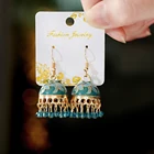 Этнические полые цветочные турецкие серьги Jhumka для женщин винтажные индийские ювелирные изделия серебряный цвет колокольчик кисточка висячие серьги 2021