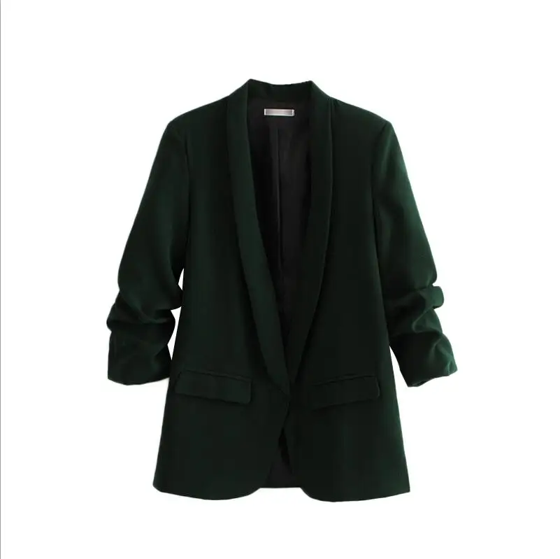 Light green Мода весна женский костюм блейзеры куртки офисный женский узкий белый черный красный без пуговиц деловой Женский блейзер Пальто - Цвет: Light green