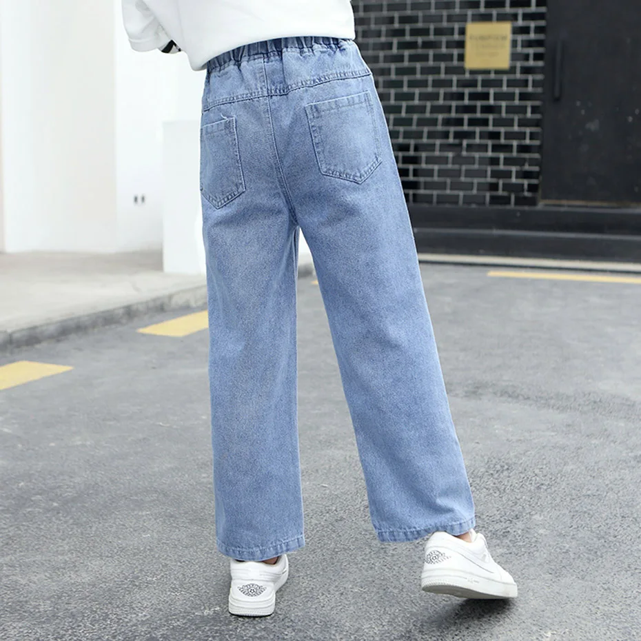 Джинсы для девочек однотонные джинсы повседневные стильные детские летняя