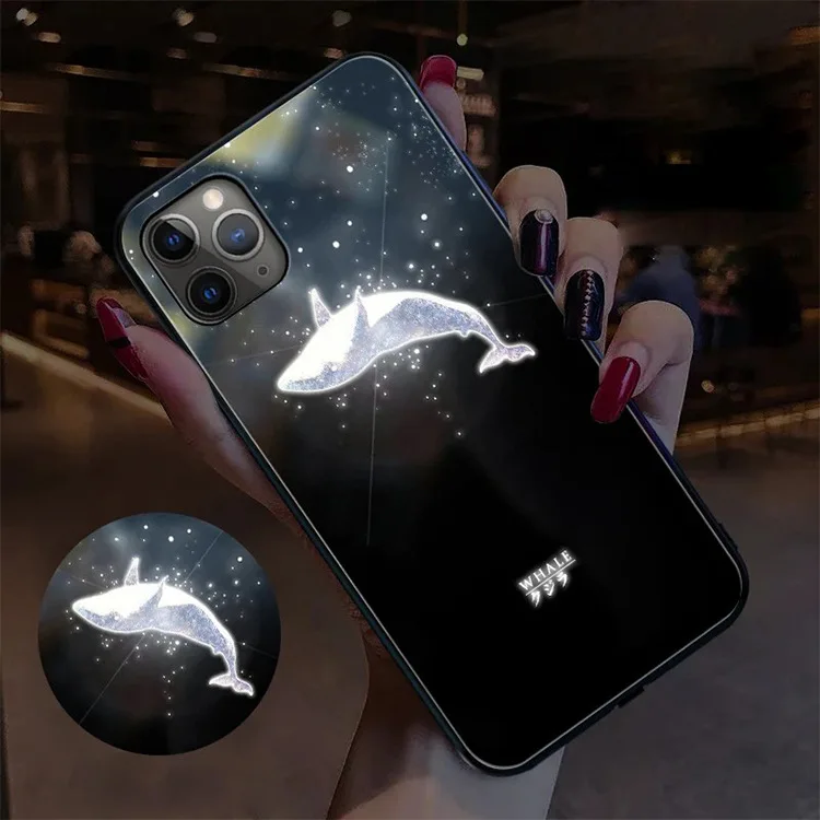 

Voice-activated luminous couple mobile phone shell luminous star glasses case for Apple iphone 11 12 Pro Max 7 8 PLUS XR XS Max