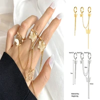 open adjustable ring for womenmen neutral jumpy chain butterfly jewelry punk daily wear combination tassel charm rings
