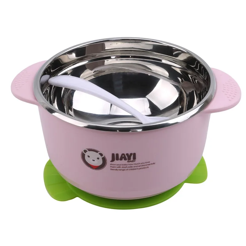 

Baby Stainless Steel Thermal Bowl Toddler Tableware Dinnerware Suction Bowl With Spoon Kids Safety Dinner Feeding Bowls Dishes