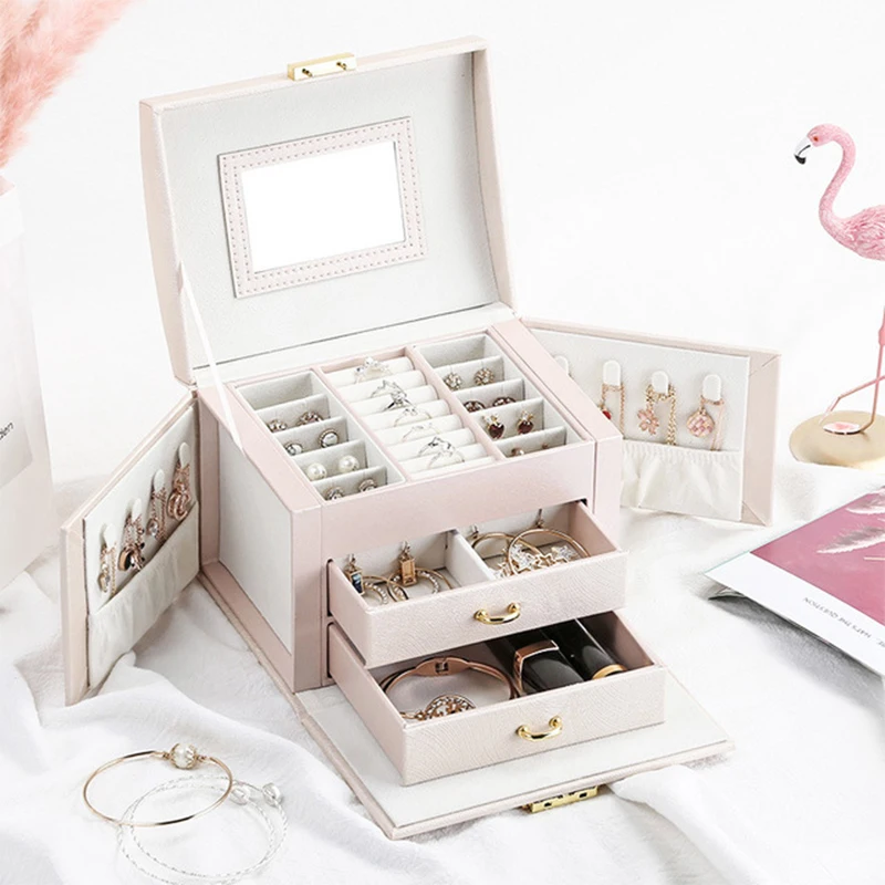 

Jewelry Packaging Box Casket Box For Jewelry Exquisite Makeup Case Jewelry Organizer Container Boxes Graduation Birthday Gift