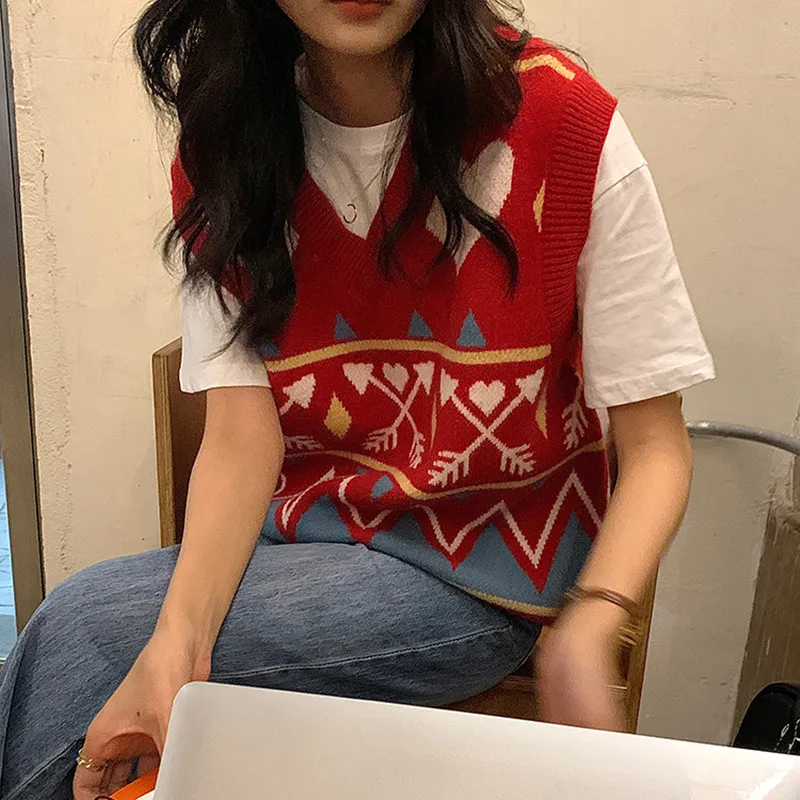 

Весна-Осень 2021, вязаный жилет без рукавов с v-образным вырезом в Корейском стиле, женские пуловеры, женские жилеты (F1496)