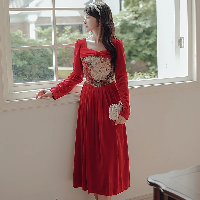 

No less than make long sleeve long dress in pure color spot of autumn new fund